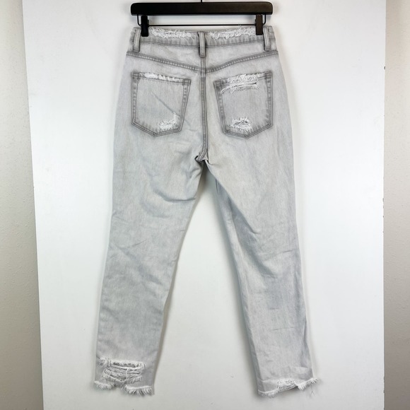 Vervet Womens (25) Rigid Mom Jeans Distressed High Rise 27" Gray Cotton - Picture 6 of 12